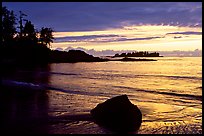 Rock and bay at sunset, Half-moon bay. Pacific Rim National Park, Vancouver Island, British Columbia, Canada ( color)