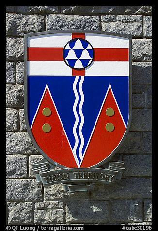 Shield of Yukon Territory. Victoria, British Columbia, Canada (color)