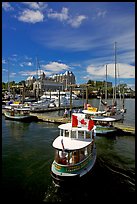 Harbor Ferry with Canadian flag. Victoria, British Columbia, Canada (color)