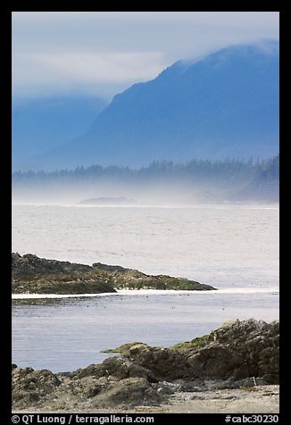Ocean and coastal range. Pacific Rim National Park, Vancouver Island, British Columbia, Canada (color)