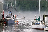 Yacht and fishing boat, Tofino. Vancouver Island, British Columbia, Canada ( color)