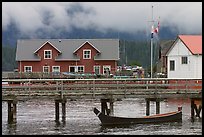 Pier and waterfront buildings, Tofino. Vancouver Island, British Columbia, Canada ( color)