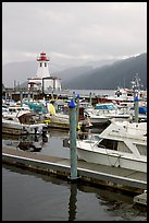 Harbour and lighthouse, Port Alberni. Vancouver Island, British Columbia, Canada (color)