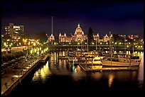 Inner harbor and parliament at night. Victoria, British Columbia, Canada ( color)