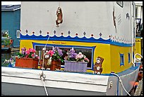 Houseboat decorated with a monkey theme. Victoria, British Columbia, Canada (color)