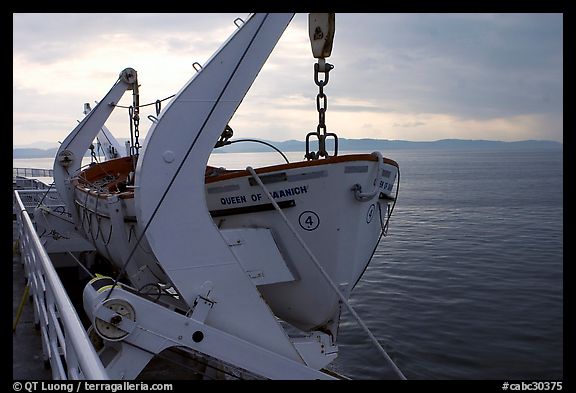 Lifeboat on a ferry. Vancouver Island, British Columbia, Canada (color)