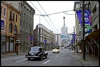 Street in Gastown with two old cars. Vancouver, British Columbia, Canada ( color)