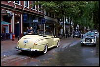 Classic cars in Water Street. Vancouver, British Columbia, Canada ( color)