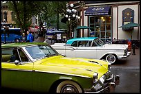 Classic cars in Water Street. Vancouver, British Columbia, Canada ( color)