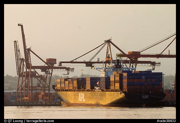 Container ship being loaded. Vancouver, British Columbia, Canada