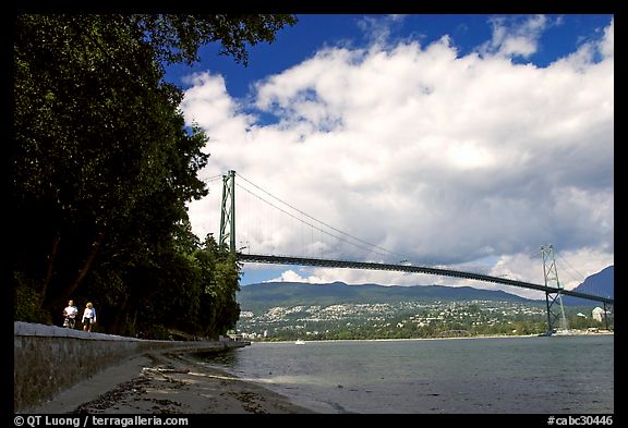 Lions Gate Bridge across Burrard Inlet. Vancouver, British Columbia, Canada (color)