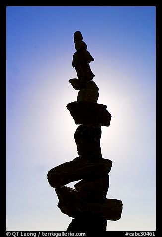 Backlit balanced rocks. Vancouver, British Columbia, Canada