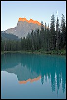 Mount Burgess reflected in Emerald Lake, sunset. Yoho National Park, Canadian Rockies, British Columbia, Canada ( color)