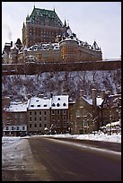 Chateau Frontenac on an overcast winter day, Quebec City. Quebec, Canada ( color)