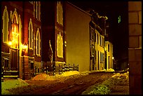 Street at night in winter, Quebec City. Quebec, Canada