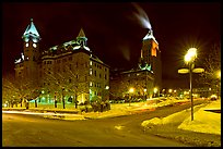 Square at night in winter, Quebec City. Quebec, Canada (color)