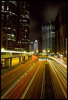 Expressway on Hong-Kong Island by night. Hong-Kong, China (color)