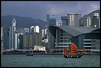 Old traditional junk in the harbor. Hong-Kong, China (color)