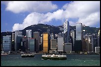 Star ferries and Hong-Kong island across the buy Hong-Kong harbor. Hong-Kong, China (color)