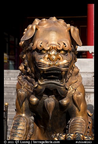 Gilded lion, Forbidden City. Beijing, China