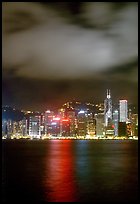 Hong-Kong Island across the harbor by night. Hong-Kong, China ( color)