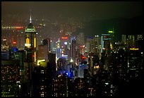 Hong-Kong citiscape from Victoria Peak at night. Hong-Kong, China ( color)