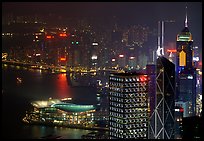 High-rise lights from Victoria Peak at night. Hong-Kong, China ( color)