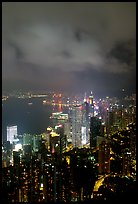 Hong-Kong city lights from Victoria Peak. Hong-Kong, China ( color)