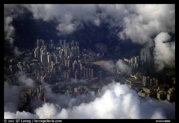 Aerial view of Kowloon. Hong-Kong, China