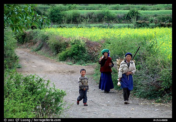 Women returning from the fields. Baisha, Yunnan, China (color)