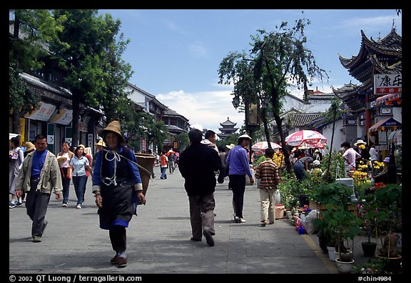 On one of the recently enlarged pedestrian streets. Dali, Yunnan, China