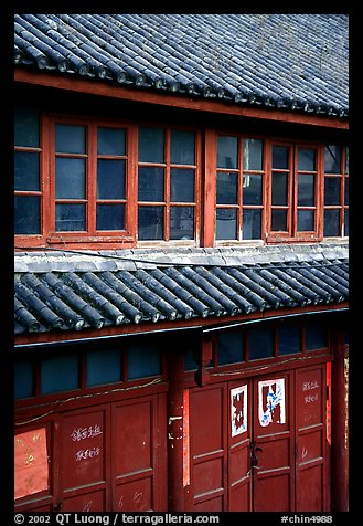 Detail of wooden house. Dali, Yunnan, China