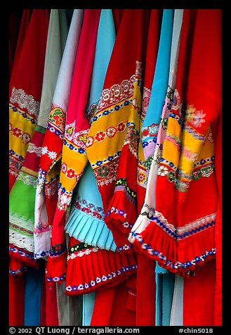 Sani dresses for sale. Shilin, Yunnan, China (color)