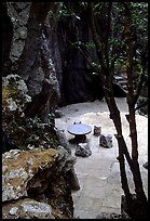 Quiet courtyard between limestone pillars. Shilin, Yunnan, China