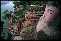 Da Fo (Grand Buddha) with staircase in cliffside and river in the background. Leshan, Sichuan, China