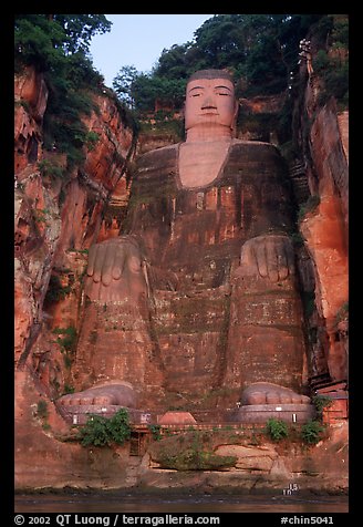 Da Fo (Grand Buddha) seen from the river. Leshan, Sichuan, China (color)