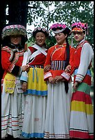 Women wearing Naxi dress. Lijiang, Yunnan, China ( color)