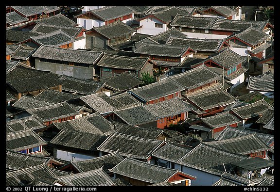 Old town Rooftops seen from Wangu tower. Lijiang, Yunnan, China