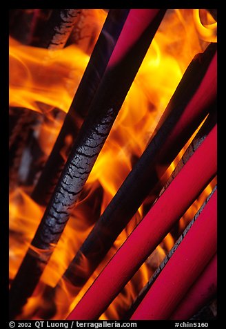 Incense batons being burned. Emei Shan, Sichuan, China