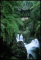 Waterfall beneath Qingyin pavillon. Emei Shan, Sichuan, China (color)
