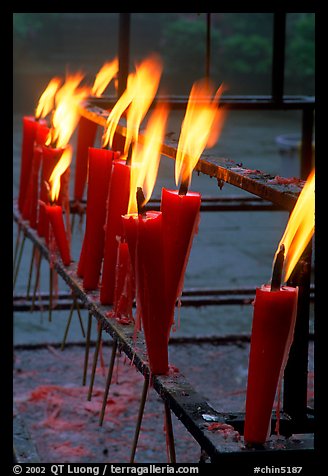 Candles burning. Emei Shan, Sichuan, China (color)