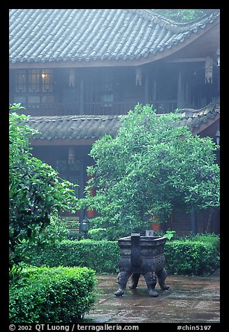 Wannian Si temple in the fog. Emei Shan, Sichuan, China (color)