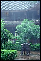 Wannian Si temple in the fog. Emei Shan, Sichuan, China ( color)