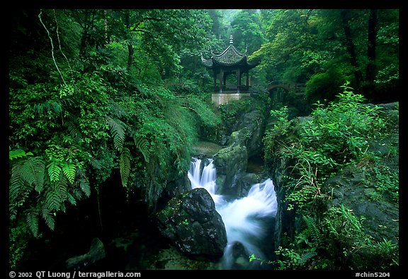 Waterfall beneath Qingyin pavillon. Emei Shan, Sichuan, China