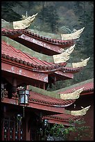 Roof detail of Jieyin Palace. Emei Shan, Sichuan, China ( color)