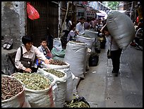Large bags of dried food items. Guangzhou, Guangdong, China ( color)