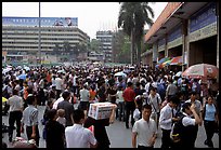 Crowds waiting outside the main train station. Guangzhou, Guangdong, China ( color)