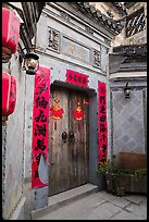 Door with red caligraphed banners. Hongcun Village, Anhui, China ( color)