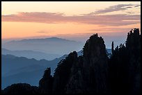 Spires and ridges at sunrise. Huangshan Mountain, China ( color)