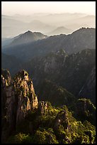 Spires and distant ridges. Huangshan Mountain, China ( color)